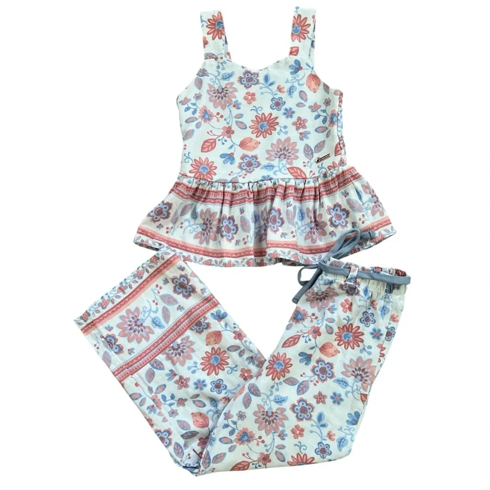 Tahari Girl's Two Piece Floral Peplum‎ Outfit Size 5 Girls